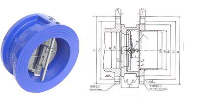 H77X對夾式雙瓣止回閥結(jié)構(gòu)圖