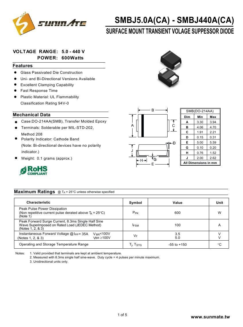 SMBJ5.0A(CA) - SMBJ440A(CA)000