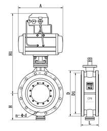 D643H气动切断蝶阀 (法兰连接)