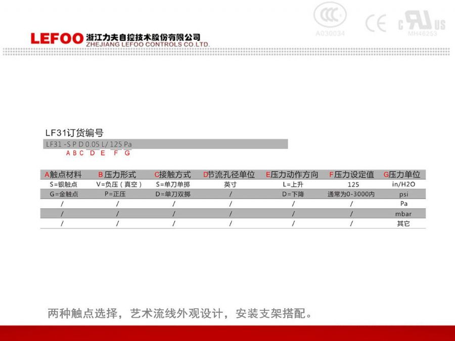 浙江力夫LF31风压差开关 壁挂炉风压开关 小体积轻重量 燃气取暖示例图6