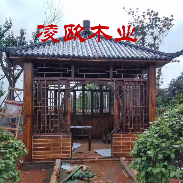 凌欧木业 邯郸简单木凉亭制作 古建凉亭结构名称 木凉亭